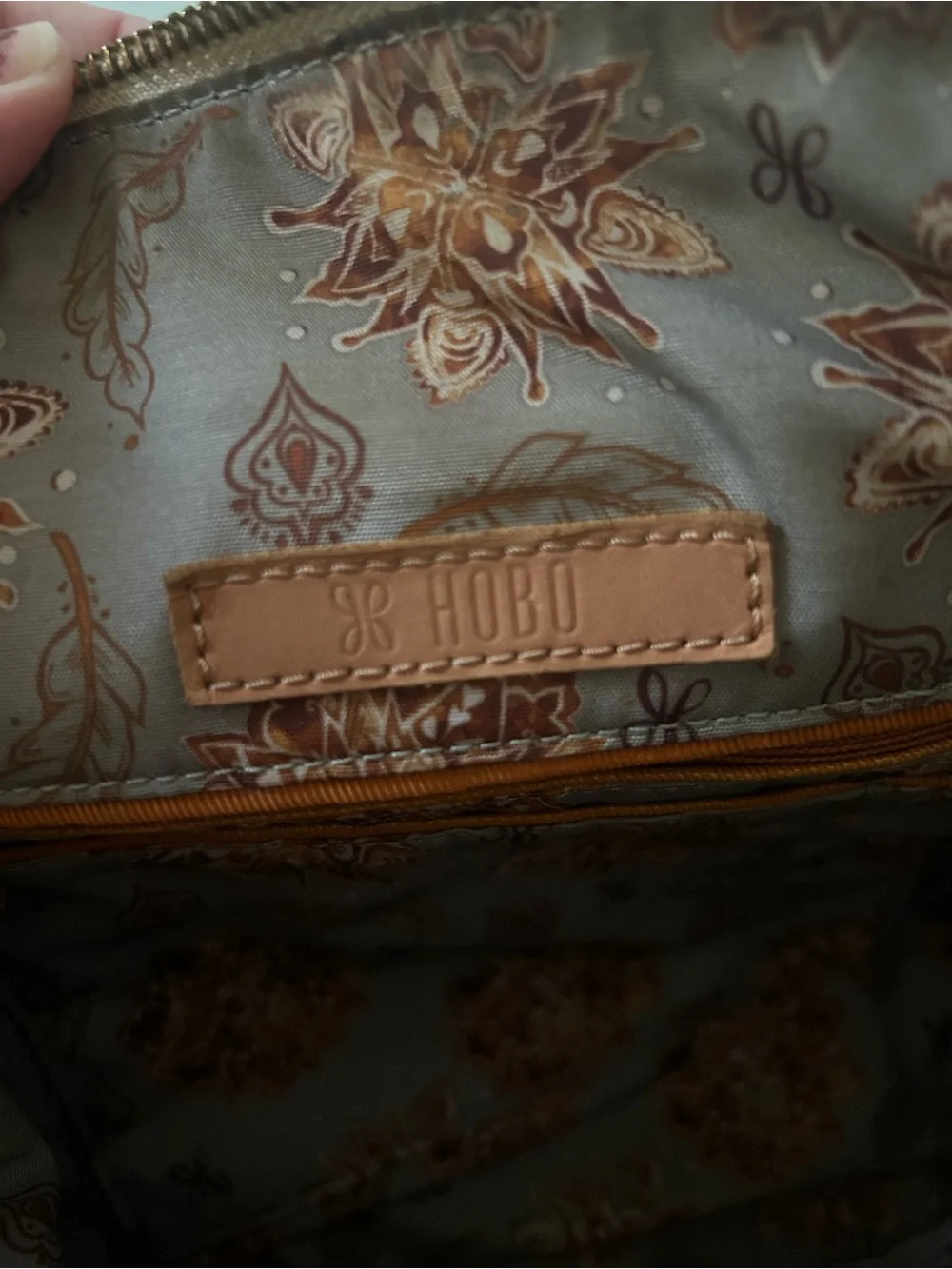 HOBO Metallic Gold Leather Ruched Boho Satchel Shoulder Bag Quiet Luxury